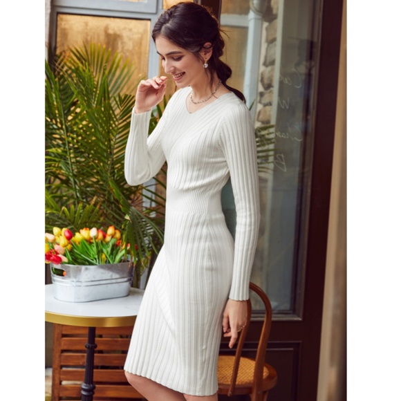 White Knit Dress Long Sleeve - Picture 5 of 11